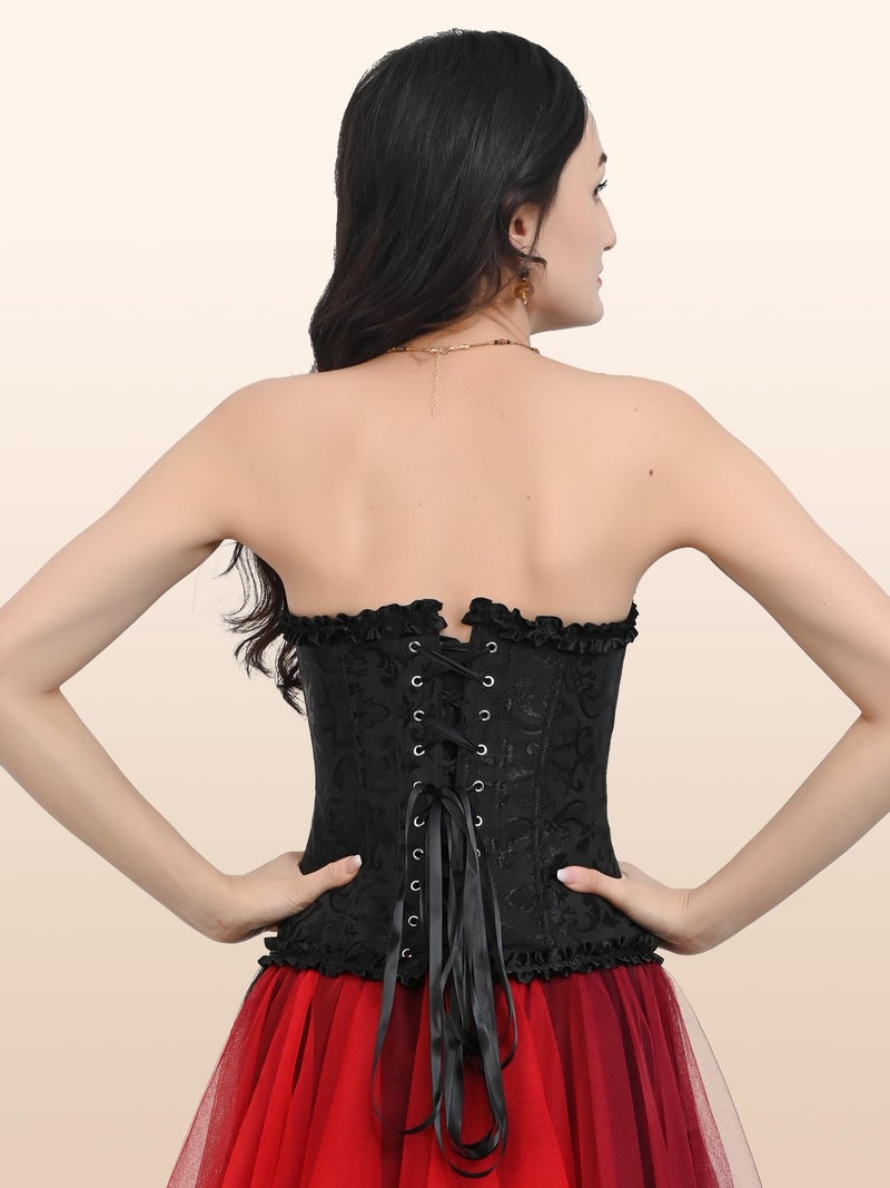 Zhitunemi Renaissance Corset Tops for Women: Black Corsets Plus Size Halloween Costumes - Ren Faire for Renaissance Festival Black Medium - Image 4